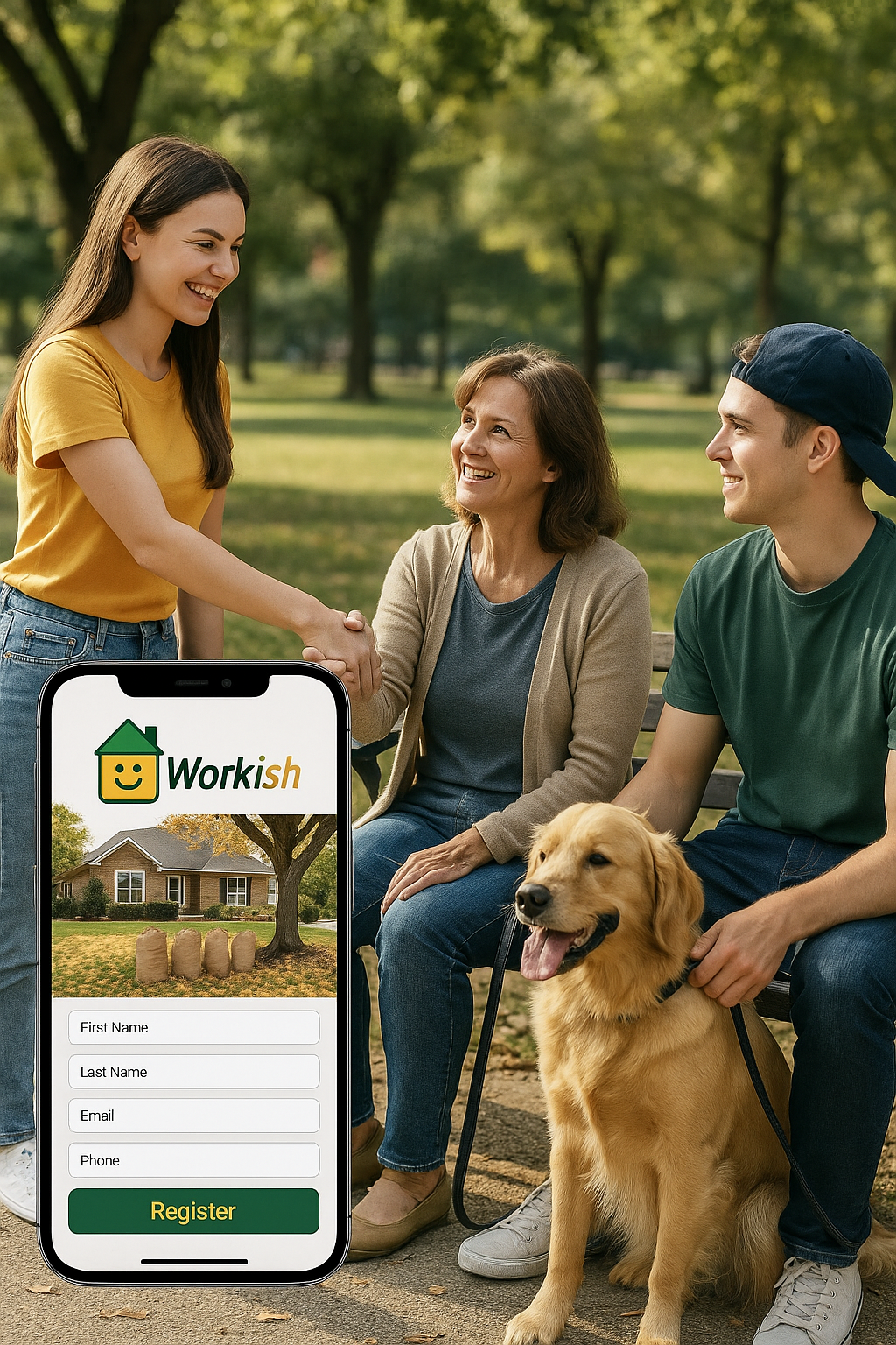 Workish app on iPhone with registration form